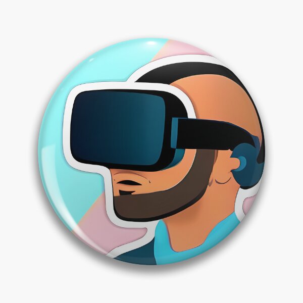 Item preview, Stylish Bald Man wearing VR Headset, Blue & Pink background, Abstract Comic Style Motif Pattern  (anime cartoon style,  wallpaper tile) designed and sold by Digital-Davinci.