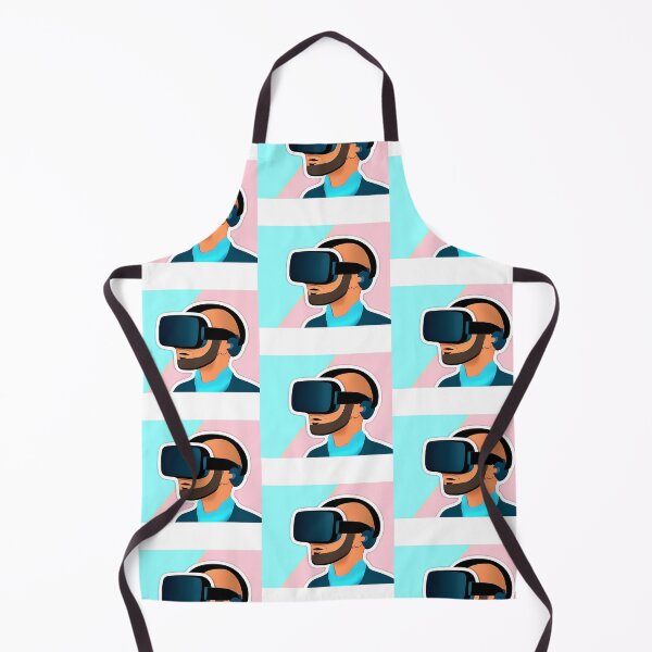 Item preview, Stylish Bald Man wearing VR Headset, Blue & Pink background, Abstract Comic Style Motif Pattern  (anime cartoon style,  wallpaper tile) designed and sold by Digital-Davinci.