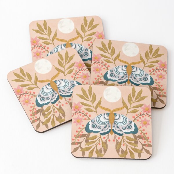 Item preview, Moth friend with flowers and a full moon designed and sold by JessDaniArt.