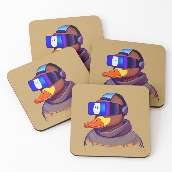 Artikelvorschau, VR-Ente im Rollkragenpullover Hellgelber Hintergrund, abstraktes Motiv im Comic-Stil (Anime-Cartoon-Stil, Tapetenkachel) entworfen und verkauft von Digital-Davinci.