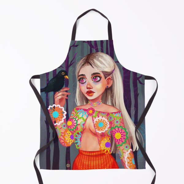 Item preview, Black bird and a witch in a colorful crochet top designed and sold by FinaSusu.