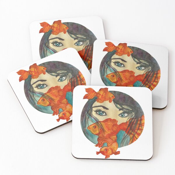 Item preview, Mermaid hiding behind goldfish designed and sold by SpiritedArtwork.