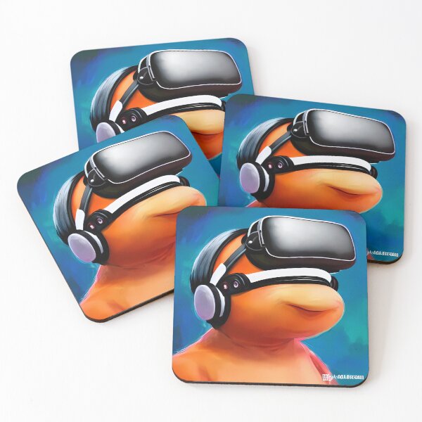 Item preview, Young Turtle Smiling while in VR Metverse , Blue Background, Abstract Comic Style Motif Pattern  (anime cartoon style,  wallpaper tile) designed and sold by Digital-Davinci.