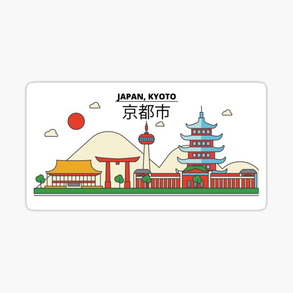 Japan, Kyoto City Skyline Design Sticker