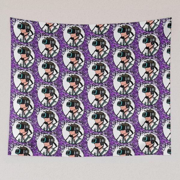 Item preview, Young Man in VR Metaverse , Purple Ribbons Background, Abstract Comic Style Motif Pattern  (anime cartoon style,  wallpaper tile) designed and sold by Digital-Davinci.