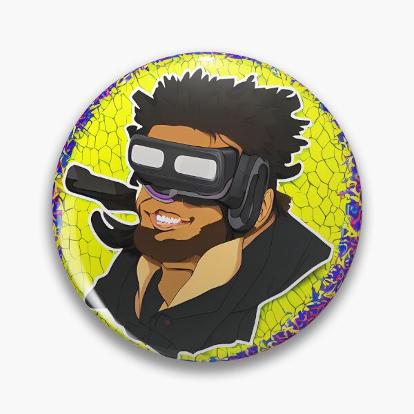 Item preview, Brutish Thug Gangster in VR Metaverse , Magenta Yellow Ribbons Background, Abstract Comic Style Motif Pattern (anime cartoon style, wallpaper tile) designed and sold by Digital-Davinci.