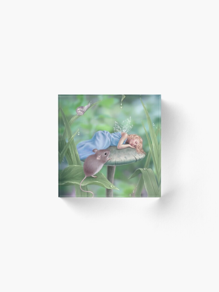 Alternate view of Sweet Dreams Sleeping Fairy & Mouse Acrylic Block