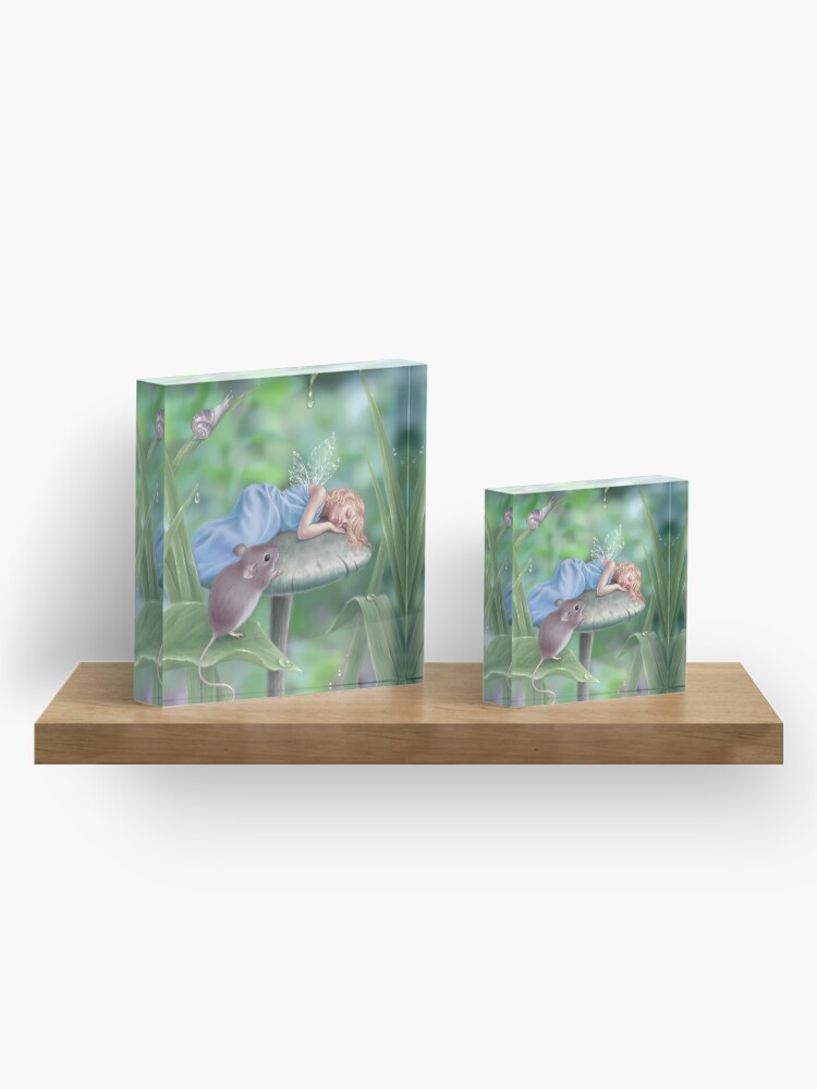 Alternate view of Sweet Dreams Sleeping Fairy & Mouse Acrylic Block