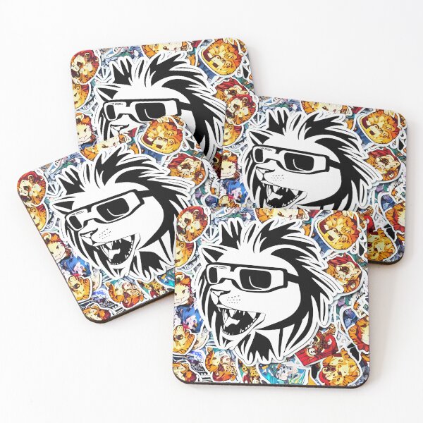 Item preview, Happy Male Lion wearing VR Glasses, Complicated Stickers Background, Abstract Comic Style Motif Pattern  (anime cartoon style,  wallpaper tile) designed and sold by Digital-Davinci.