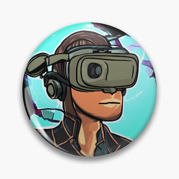 Item preview, Olive Skinned Man wearing VR Headset with Headphones, Blue & Gray Background, Abstract Comic Style Motif Pattern  (anime cartoon style,  wallpaper tile) designed and sold by Digital-Davinci.