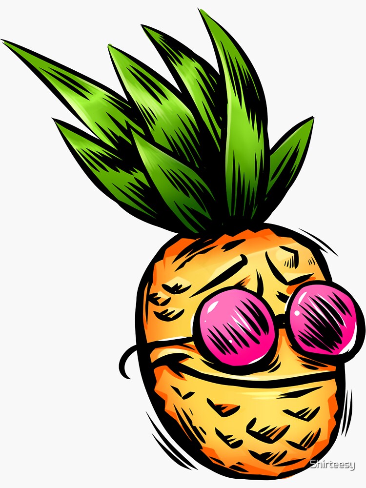 "Funny Pineapple Cartoon Design " Sticker for Sale by Shirteesy Redbubble