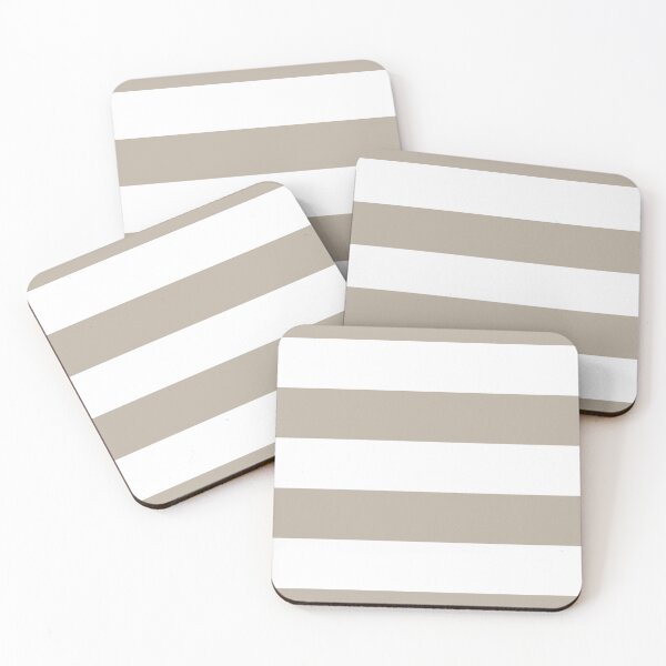 Item preview, Earthy Beige White Minimal Horizontal Stripe Pattern Pairs Valspar 2023 COTY Ivory Brown 6006-1C designed and sold by ColorOfTheYears.