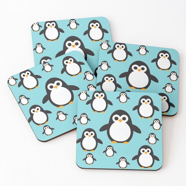Item preview,  Cute Comic Style Penguins on a Light Blue Background designed and sold by ClairesPatterns.
