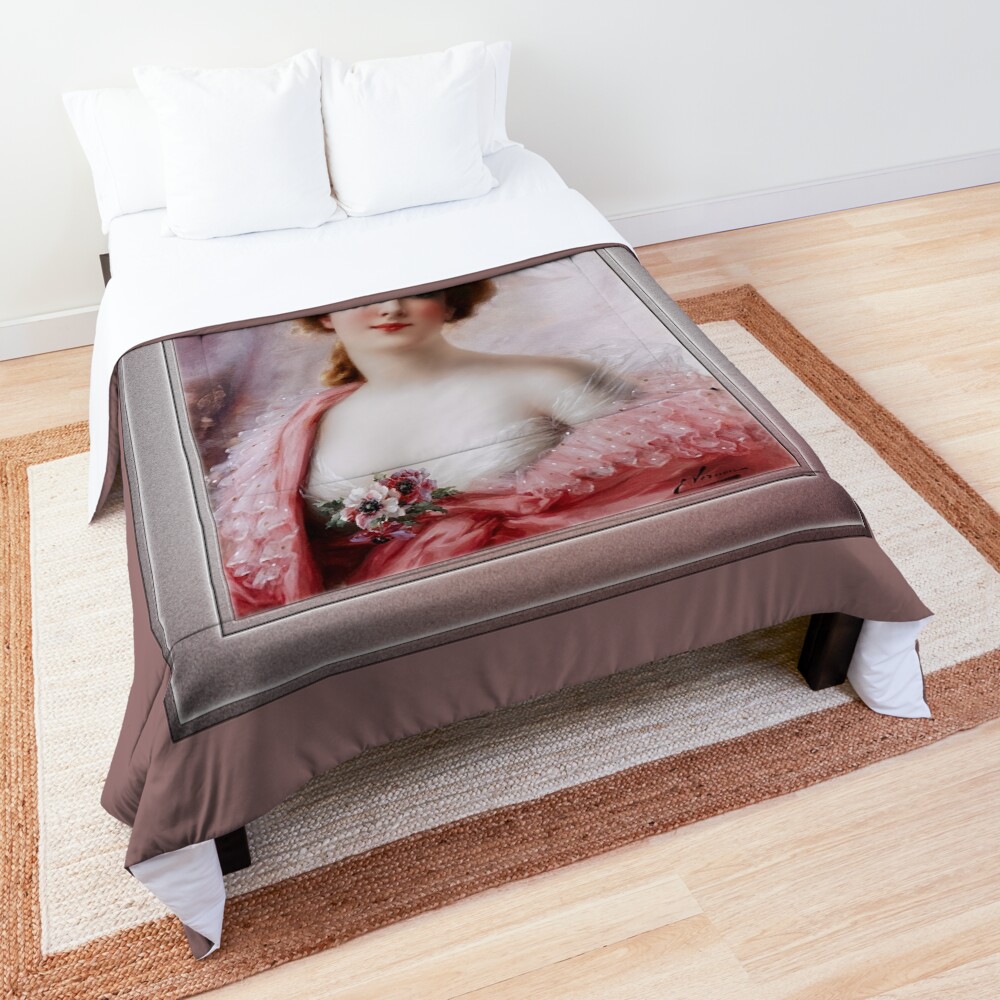 A Summertime Beauty by Emile Vernon Vintage Illustration Xzendor7 Art Reproductions Comforter