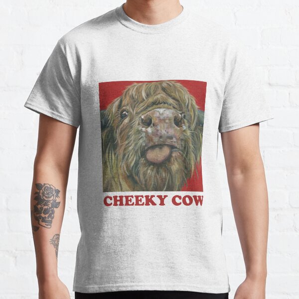 Cheeky Cow. Highland cow, Hairy Heilan Scottish coo art by award-winning UK artist Sam Fenner Classic T-Shirt