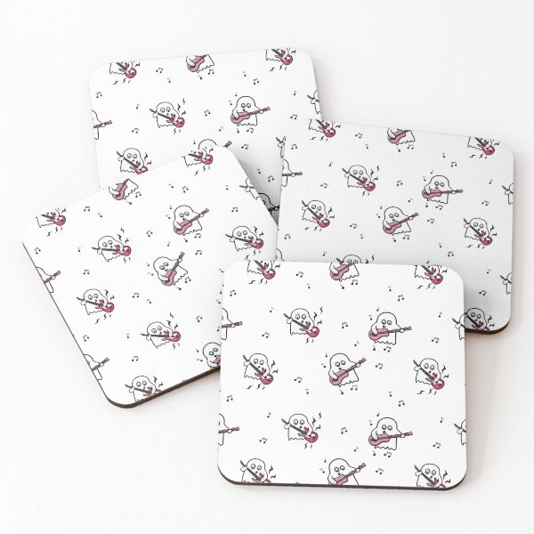 Item preview, Cute cartoon ghosts playing pink guitars funny silly pattern digital illustration designed and sold by AlmightyClaire.