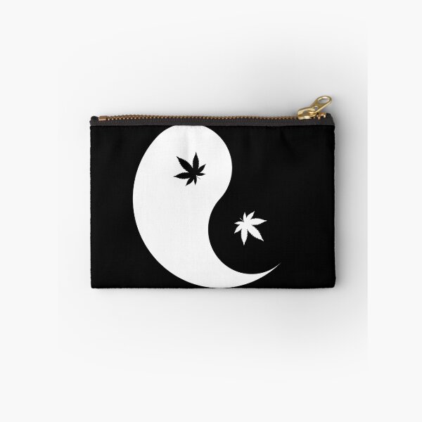 Item preview, White marijuana ying yang on black background designed and sold by Uneautrevie.