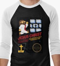 Jesus Christ NES 8bit Men's Baseball ¾ T-Shirt