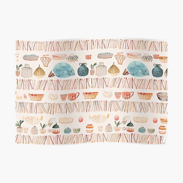Boho Anthropologie Basket pattern Poster