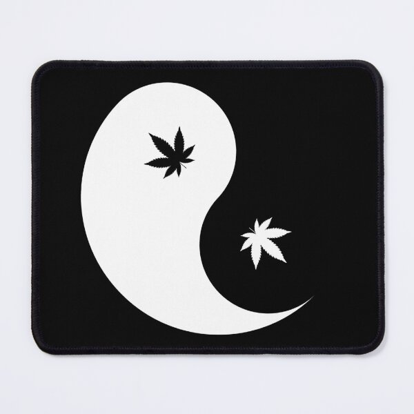 Artikelvorschau, Weißes Marihuana ying Yang auf schwarzem Hintergrund entworfen und verkauft von Uneautrevie.