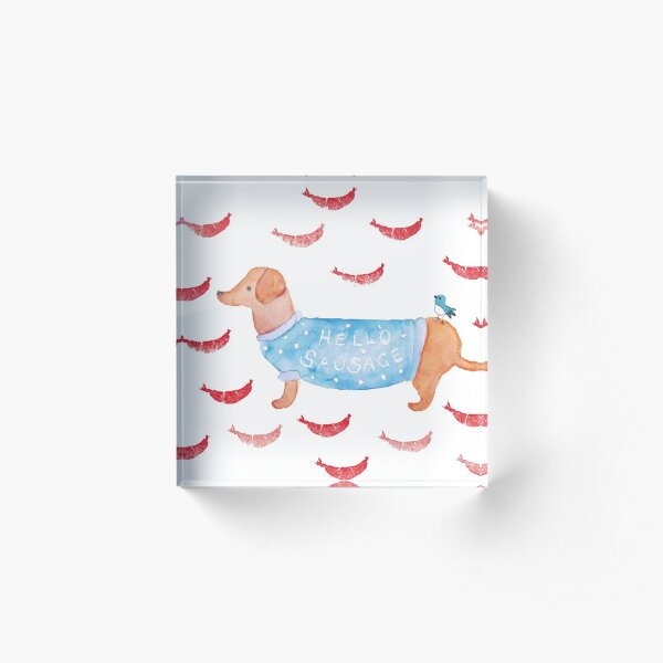 Hello Sausage in Blue! Acrylic Block