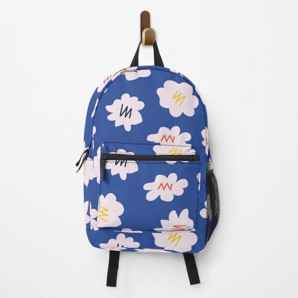 Item preview, Lilac minimalist 1960's flowers with blue background pattern designed and sold by ambrojit.
