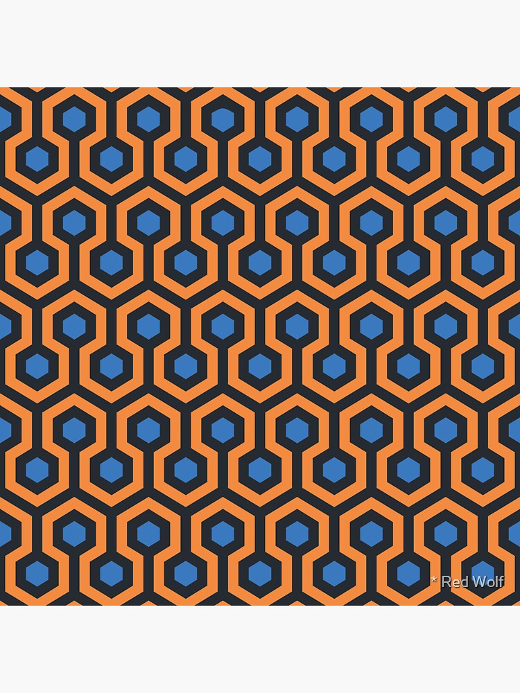 Geometric Pattern: Looped Hexagons: Orange/Blue by redwolfoz