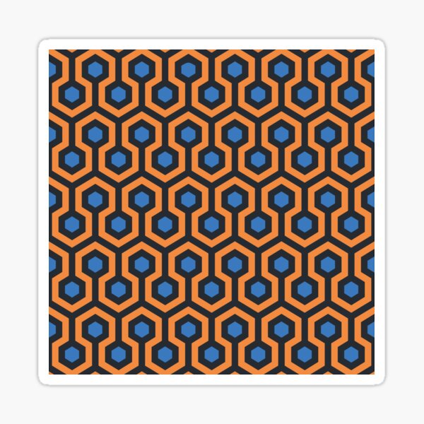 Geometric Pattern: Looped Hexagons: Orange/Blue Sticker