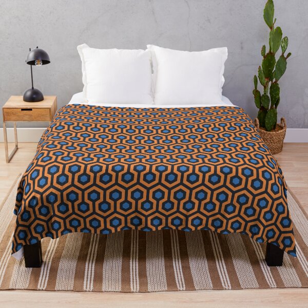 Geometric Pattern: Looped Hexagons: Orange/Blue Throw Blanket