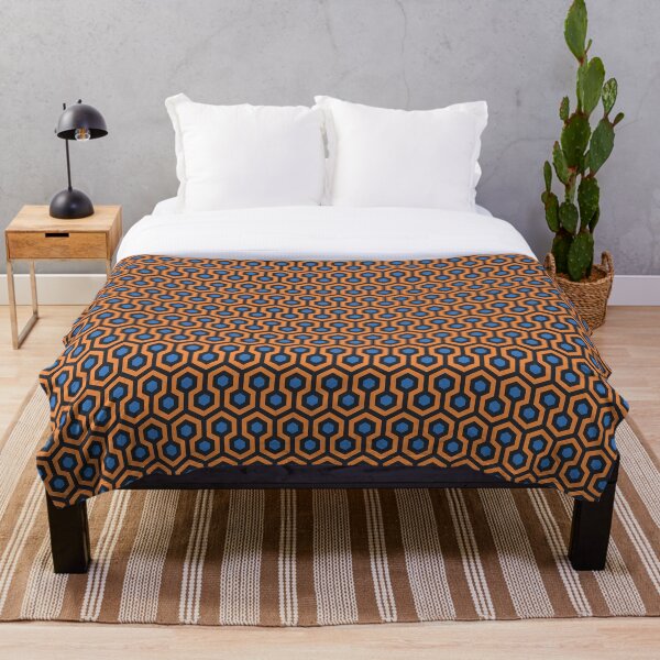 Geometric Pattern: Looped Hexagons: Orange/Blue Throw Blanket