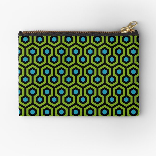 Geometric Pattern: Looped Hexagons: Green/Blue Zipper Pouch