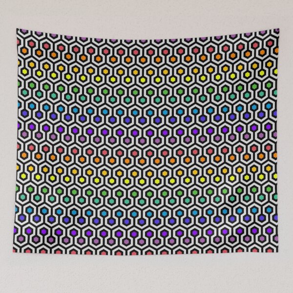 Item preview, Geometric Pattern: Looped Hexagons: Rainbow designed and sold by Red Wolf.