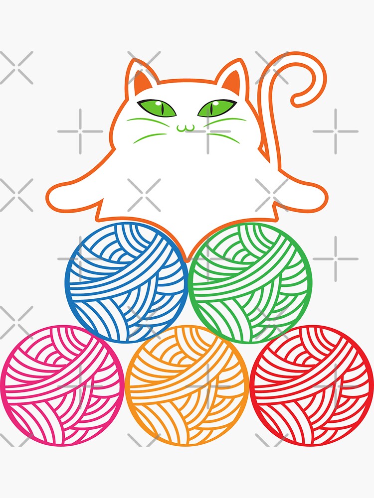 "Crochet Cat Cat and Crochet Cute Rainbow Yarn Funny in Colorful Color" Sticker for Sale by