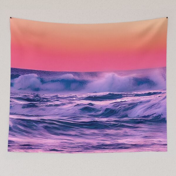 Item preview, blue ocean waves, yellow orange vibes, retro #12 designed and sold by supeart.