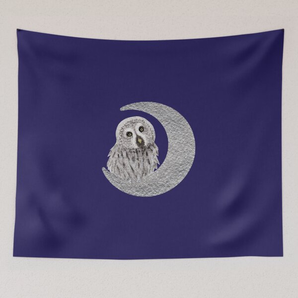 Item preview, Watercolor Great Grey Owl & Moon designed and sold by Krystal280791 Shop.