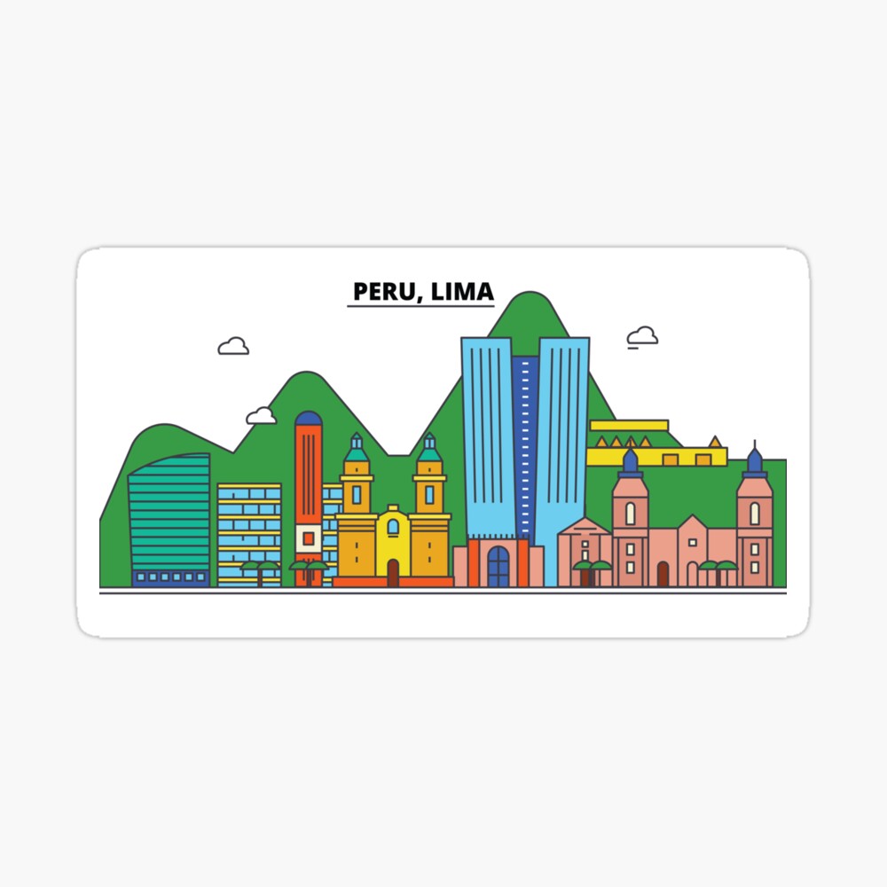 minimalist wall art Peru landmarks poster city skyline Lima drawing art