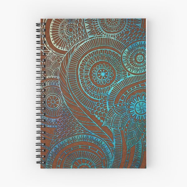 Item preview, Elegant Faux Leather  Brown Teal Oriental  Swirl  designed and sold by k9printart.
