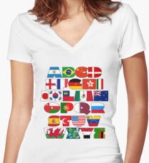 Ich liebe Welt, Flaggenalphabet Tailliertes T-Shirt mit V-Ausschnitt