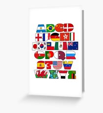 I love world, flags alphabet Greeting Card