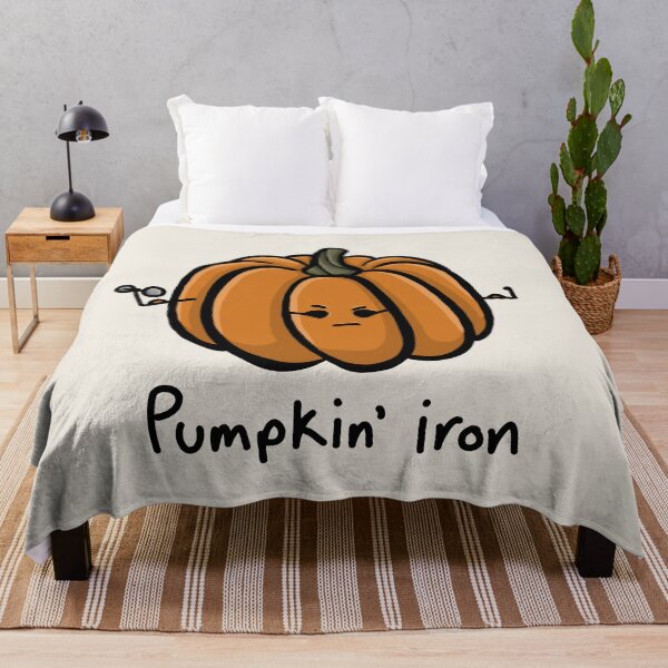 Item preview, Pumpkin' Iron funny carved pumpkin quote with cute angry face funny pumpkin play on words simple minimal cartoon gourd designed and sold by AlmightyClaire.