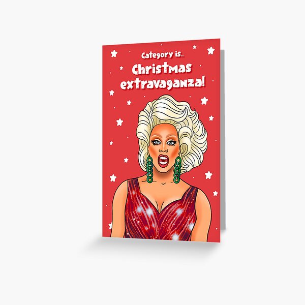 Item preview, drag queen Christmas card designed and sold by Swish & Scribble.