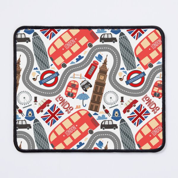 Item preview, London doodles pattern. Red bus, ferris wheel, black cab etc. designed and sold by HelgaScand.