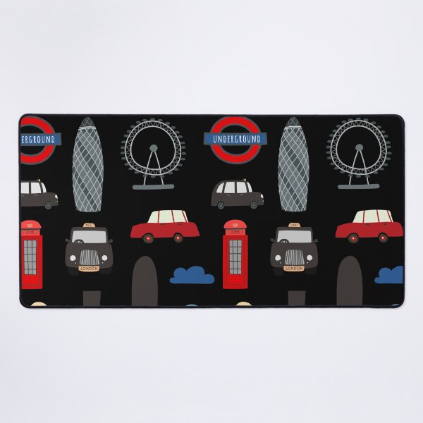 Item preview, London doodles pattern. Red bus, ferris wheel, black cab etc. designed and sold by HelgaScand.