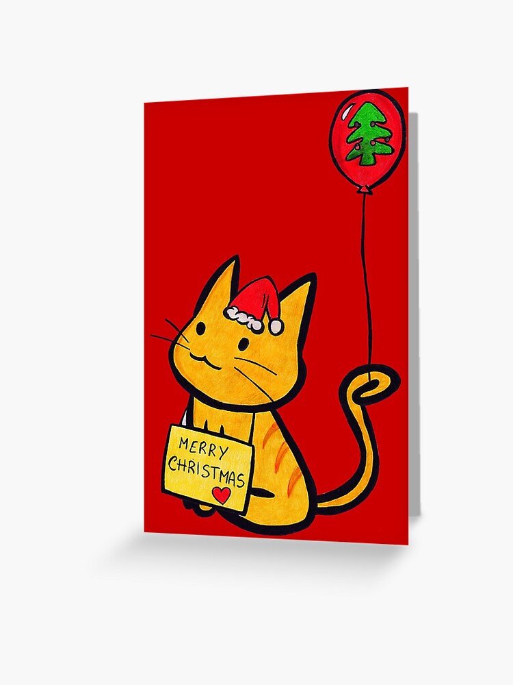 Carte De Vœux Joyeux Noel Manga Cat Par Ideasfinder Redbubble