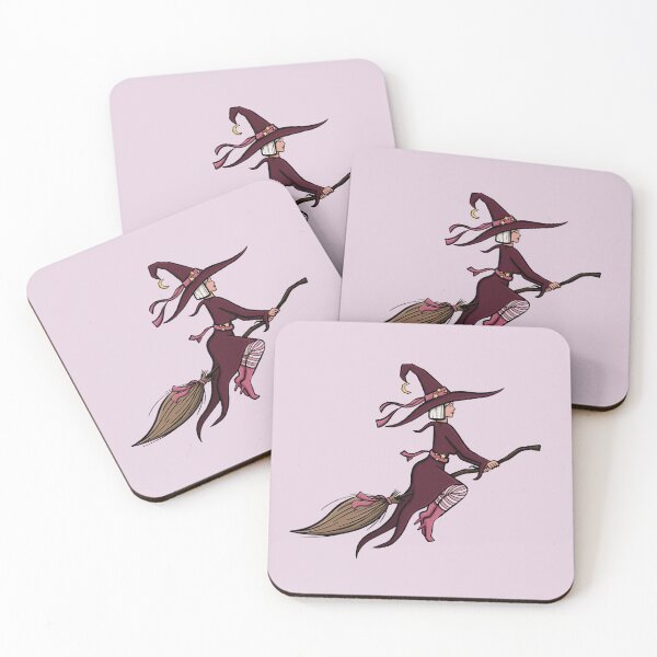 Item preview, Hot witch modern and stylish purple and pink witch on her broomstick cute cartoon digital illustration designed and sold by AlmightyClaire.