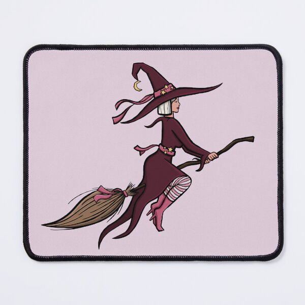 Item preview, Hot witch modern and stylish purple and pink witch on her broomstick cute cartoon digital illustration designed and sold by AlmightyClaire.