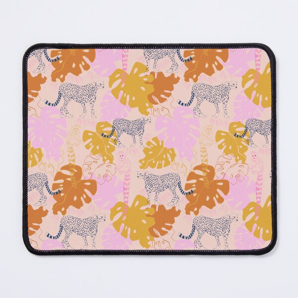 Item preview, Jungle animal leopard monstera leaves black turquoise pink orange pattern pattern designed and sold by SoatCreation.