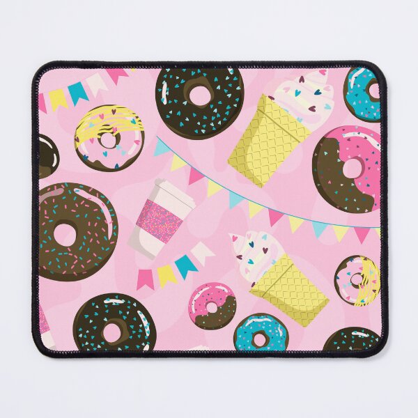 Item preview, Sweet seamless donuts, coffe and ice cream pattern. Summer party background with flags garland designed and sold by HelgaScand.