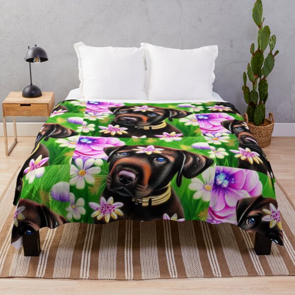 Item preview, Beautiful Dog Oil Painting with flowers in background designed and sold by ManifestoDesign.