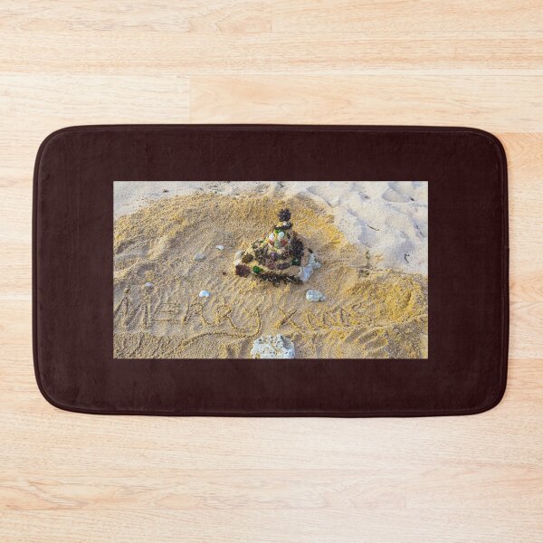 Item preview, Merry Christmas letters in sand with Santa Claus on beach designed and sold by kall3bu.